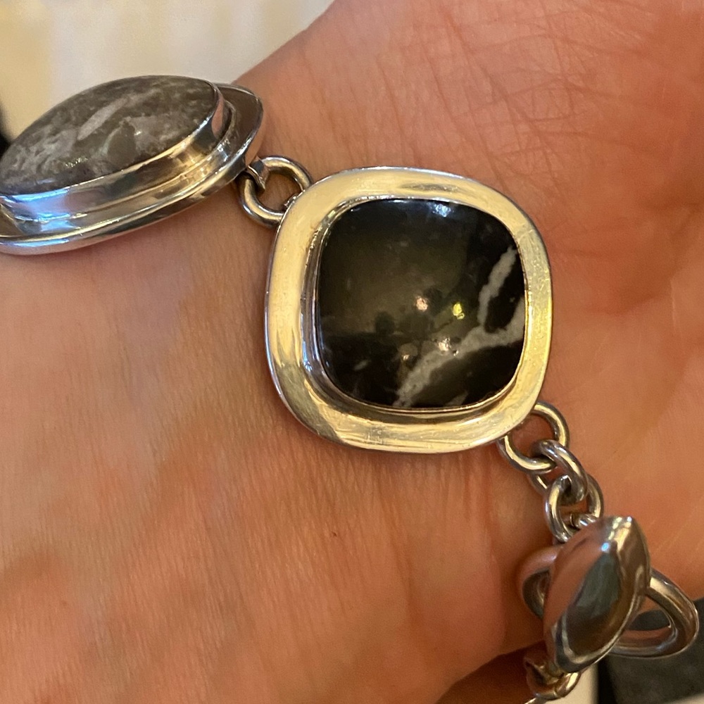 Silpada Sterling & Natural Jasper Stone Bracelet B0617 - Picture 8 of 16